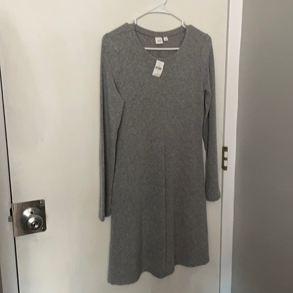 Grey sweater swing dress, long sleeves